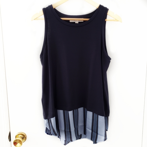 LOFT Tops - Loft || Blue Mixed Media Sleeveless Top